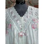 house dress duster floral lace collar pink white nightgown robe Size L Photo 2