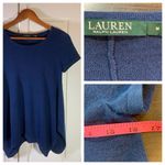 Ralph Lauren Lauren  Knit Top Womens Medium Handkerchief Hem Blue Classic‎ Preppy Photo 1