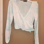 Brandy Melville Tie Dye Wrap Long Sleeve Crop Top Blue White One Size Photo 0