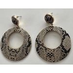 vintage Snake Skin Dangle Drop Earrings Animal Print Quality Sz 3” Brown Photo 6