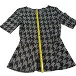 Theory  XS‎ Petite Houndstooth Peplum Blouse Metallic Gray Black Academia 2000s Photo 3