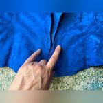 Vintage Horchow blue silk rose monochrome two piece skirt suit, size 10 Photo 9