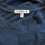 Sundry  Womens Round Neck ruched bottom Navy bodycon dress. Photo 2