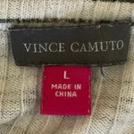 Vince Camuto  White Black Striped Ribbed Knit High Neck Sleeveless Tank Top Sz L Photo 2