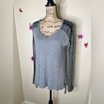 Free People  Gray Waffle Knit with Embroidery Thermal Tunic Sz XS Photo 10