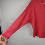 Anthropologie Waffle Top Coral Watermelon V-Neck Dolman Sleeve Shirt Blouse Sz S Photo 8