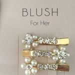 Blush New  set 3 Dressy Hair Clips w crystals Pearl Photo 0