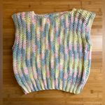 Handmade Women’s Pastel Multicolor Knit Pullover Sleeveless Sweater Vest|Size:S Photo 5