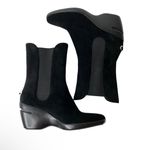 Cole Haan  Nike Air Mid‎ Calf Boots Shoes Black Suede Wedge Stretch Size 9.5B Photo 2