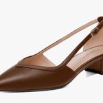 Womens Matte Pointed Toe Buckle Chunky Low Heel Pumps Shoes 1.5 Inch Brown Size 8 Photo 2