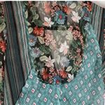Anthropologie  TINY FLORAL TEAL MIXED MEDIA SHEER WRAP FRONT FLOWY BLOUSE S Photo 7