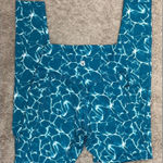 Buffbunny Collection Buffbunny Teal Water Print High-Waisted Leggings Size Small w Pockets Photo 0