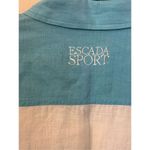 Escada Sport Aqua and White Striped Color Block Linen Button Down Blouse S Blue Photo 3