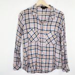 Sanctuary Plaid Steady Linen Blend Boyfriend Shirt Women's Size X-Small XS Photo 1