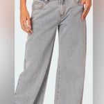 Edikted  PacSun light wash mid rise wide-leg jeans w/ pink bows; size M Photo 0