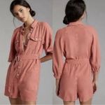 Pilcro Anthropologie  Rust Orange Stretch Linen Shorts Romper Size xxs Photo 1