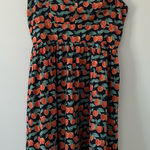 Modcloth  Black Orange Fruit Peach Print Swing Retro Dress L Photo 0