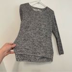 Coldwater Creek Black White Chunky Knit High Low Cotton Crew Neck Sweater PETITE Photo 5