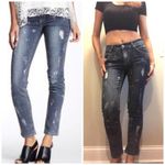 Nicole Benisti Distressed Jean Gray Size 28 Paint Splat NWOT Distressed Denim Photo 1