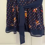 Modcloth Spring It On Me Wrap Top Cap sleeve Floral V-Neck Ruched Tie Bow Navy Photo 3