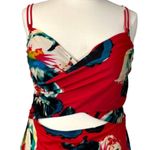 Lila Rose Lela Rose Women's Swim Tank Top Red Black Abstract Floral Size 42DDD Photo 4