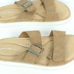 Eddie Bauer Tan Brown and White Strap On Sandals Slides Womens Size 9 Photo 2