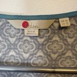 Boden ‘Elodie’ Long Sleeve Wrap Top Geometric Pattern Ruched Women’s Size 12 Blue Photo 7