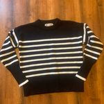 Philosophy  Sweater Small Black White Stripe Thick Knit Soft Casual Long Sleeve Photo 0