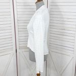 ZARA Textured Scrunch Satin Split Bottom Button Up Shirt White Medium Crop Open Photo 2