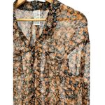 Free People Easy Ride Brown Floral Button Down Shirt Small Sheer Boho Cottage Photo 1