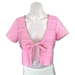 superdown Pink Short Sleeve Textured Cropped Cardigan Cardian Blouse Top Size M Photo 1