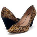 Ava & Aiden Leopard Print Calf Hair Pointed Toe Wedge Heels Black & Tan Size 9.5 Photo 15