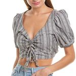 BCBGeneration ποΈ Gray White Aztec Puff Sleeve Crop Top Size S NWT Photo 0