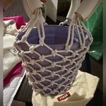 STAUD  Moreau macramé bucket bag patent leather handles lavender $399 revolve Photo 6