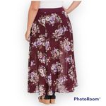 Torrid  0 burgundy maxi chiffon high waisted skirt shorts underlay stretch waist Photo 8