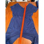 AnyBody Navy Blue V Neck Elastic Waist Wide Leg Jumpsuit Women Large Casual Photo 4