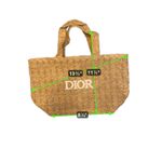 Christian Dior DIOR Beauty Woven Paper Tote Bag Beige Logo Embroidered Beach Travel Photo 2