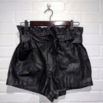 TGLA High Waist Faux Leather Shirts with Bow Belt Black Size M Photo 0