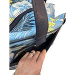 Roxy Vintage  Blue White Floral Print Leather Rolling Duffle Bag Photo 5