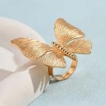 Exquisite Golden Metal Butterfly Open Ring Adjustable Trendy Unique Ring Gold Photo 4
