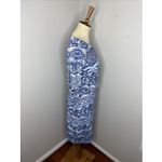 J. McLaughlin  NICOLA Small Blue Geo Print‎ Tiered Catalina Cloth 3/4 Sleeve Dress Photo 3