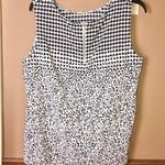 Talbots Mixed Print Animal Cheetah Houndstooth Tank Top Black White Large Photo 1