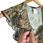 Y2K Anxiety Women's S Babydoll Top Sheer Boho Fairycore Velvet Trim Green Brown Photo 7