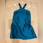 Badgley Mischka Teal Halter Top Cocktail Dress with Bow Back Size 10 EUC Wedding Guest Photo 6
