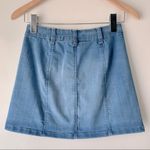 Celebrity Pink A-Line Button Front Mini Jean Skirt Photo 5