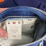 AMO Ace Starboard W/ Destroyed Look Highrise Light Wash Cropped Jeans Size 26 Blue Photo 4