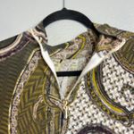 Chico's  Fitted‎ Mock Neck Patterned Top Size 1 Small Zip Back Equestrian Photo 9