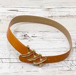 XXX Buckle Camel/Gold Leather Belt Photo 5