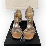 Badgley Mischka NIB Lillie Crystal Dual-Strapped Block Heels in Champagne, 7.5 Photo 3