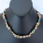 Abalone, Shell & Silver Tone Necklace 16.5" Photo 0